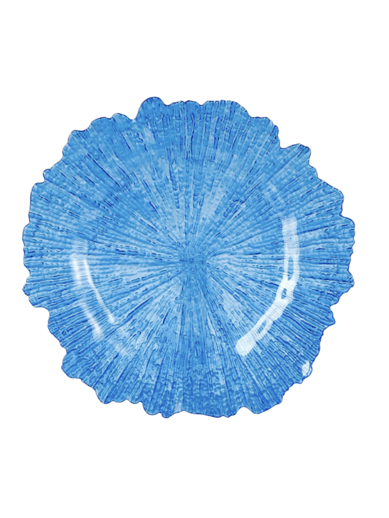 Blue Round Reef Acrylic Chargers