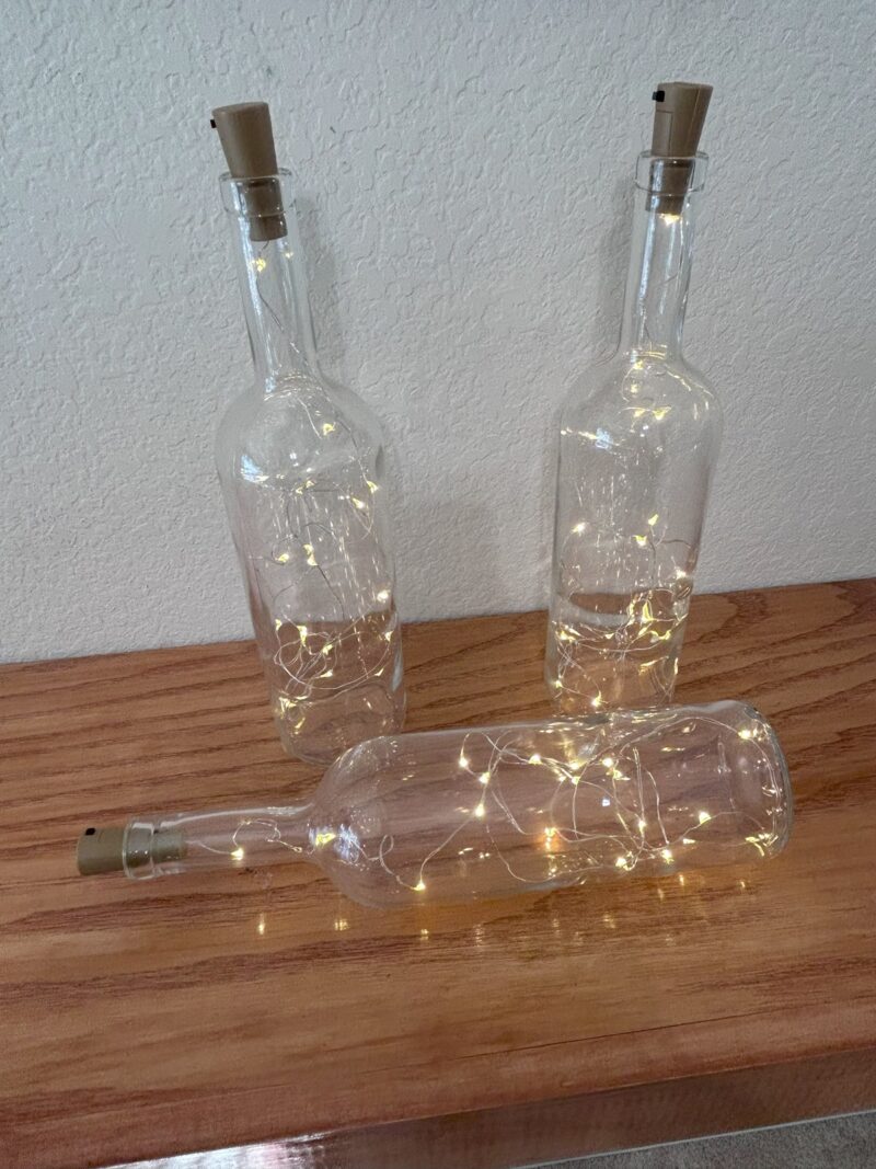 Clear Wine Glass Bottles w/Fairy Lights